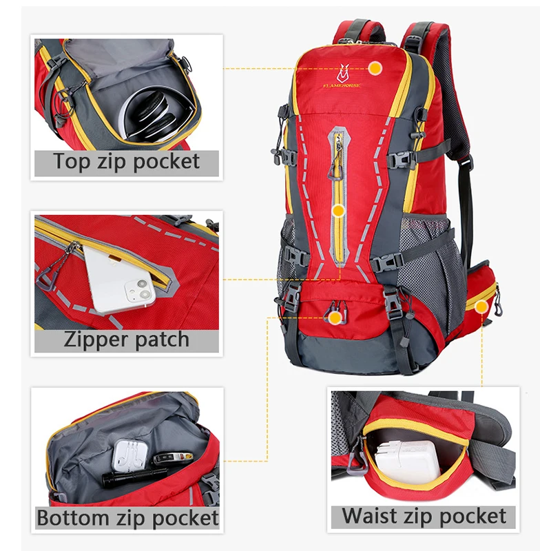 Large Capacity Waterproof Camping Backpack Men Ski Hiking Backpack Outdoor Bicycle Tactical Daypack Detachable Trekking Bags