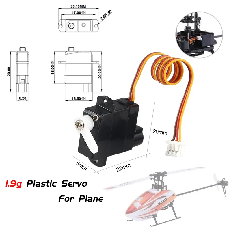 19gPlasticServoRCHelicopterPlaneUniversalforWltoysXKA600