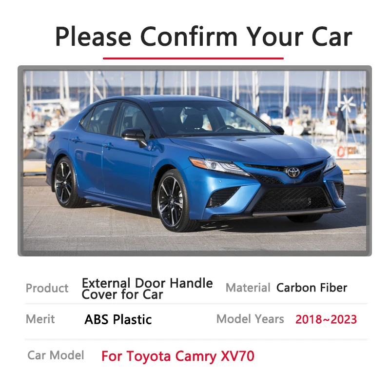 Carbon Fiber Smart Door Handle Covers For Toyota Camry 2018-2023 - 4PCS Set, No Sensor Hole, Easy Stick-On Upgrade