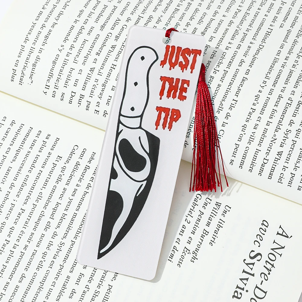 Horror Knife Acrylic Bookmark Halloween Themed Blood Saw 1pc