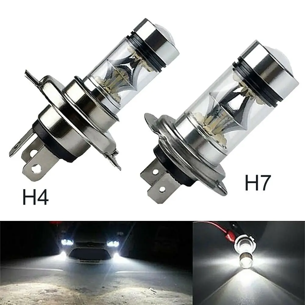 100W H4 H7 Super Bright 20Smd Led Car Daytime Running Driving Fendinebbia 6000K Auto Driving Headlight High Low Beam Lampadine