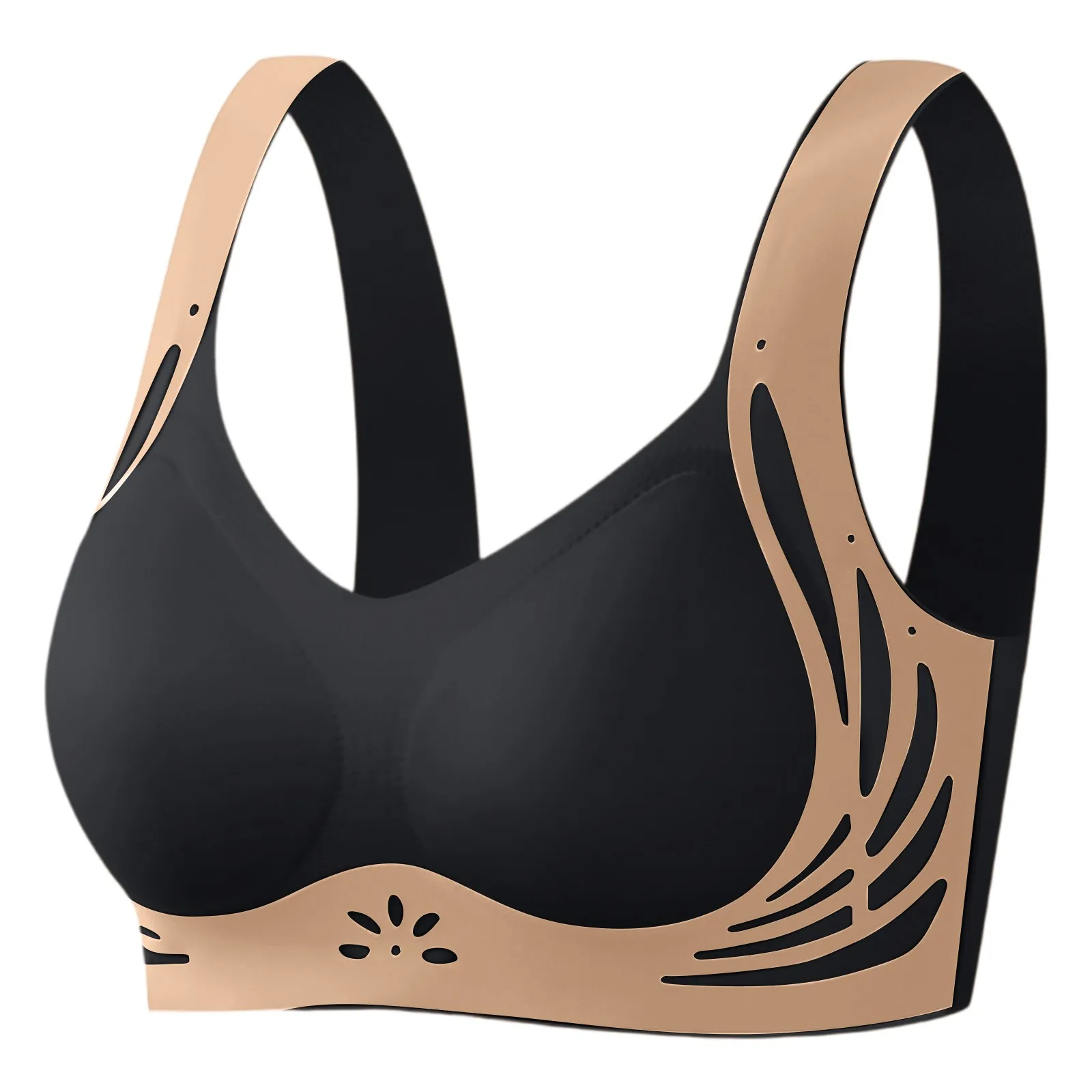 Women'S Push-Up Bra With Contrasting Color Stitching Design Comfortable And No-Wire Bra A Must-Have For Everyday Scenes