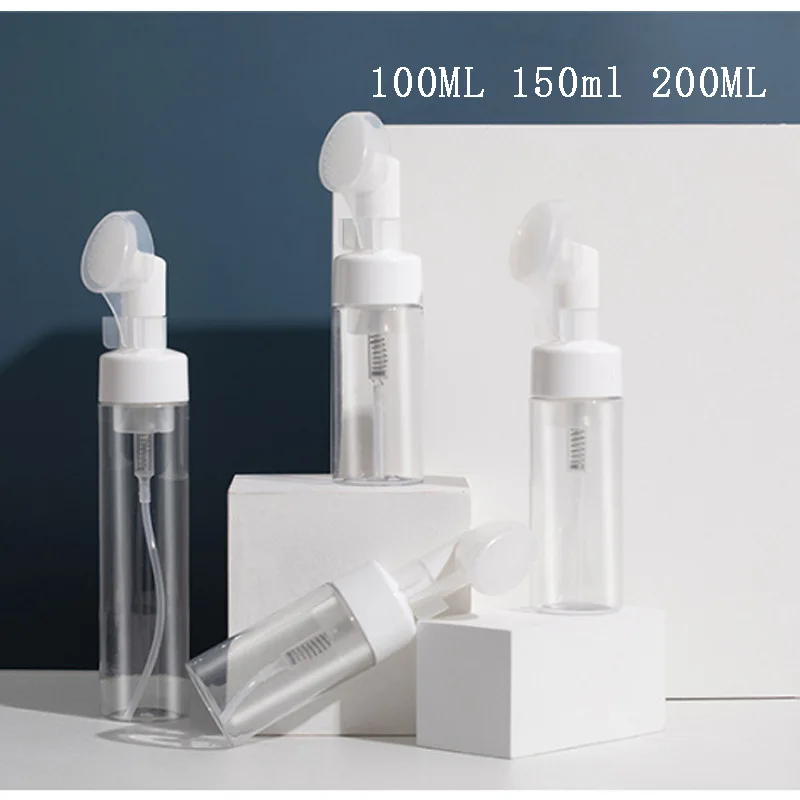 

100/150/200ml Soap Foaming Bottle Facial Cleanser Foam Maker Bottle with Silicone Brush Facewashing Mousse Foam Bottles