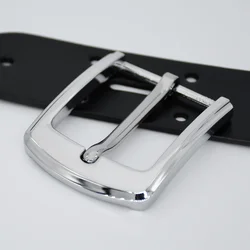 Sleek Metal Pin Buckle for Men's Casual Leather Belt Crafting (Chrome)
