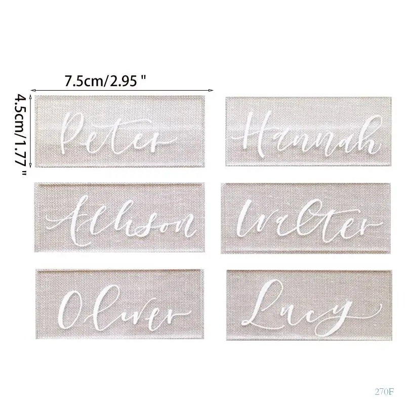270F 10pcs Rectangle Clear Acrylic Place Cards for Wedding Blank Guest Table Seating Card Guest Name Settings Signs