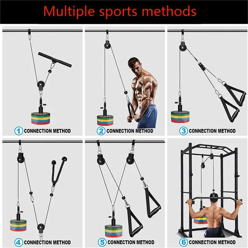 GOPLUS Kit de Fixation pour Machine à Câble d'Entraînement, avec Poignée Rotative Double D, Barre en Forme de V et Corde à Triceps, Poignées
