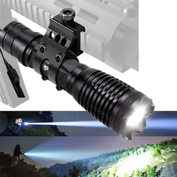 Super Bright Flashlight Torch -High Power White Light Beam,Remote Switch 2pcs Rechargeable Batteries Hunting Camping Fishing 2