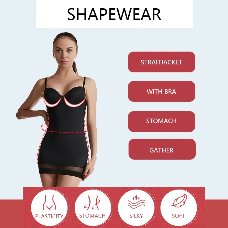 Women Half Slips for Under Dresses High Waist Underskirt Seamless Skirt Tummy Control Body Shaper Butt Lifter Slimming Underwear