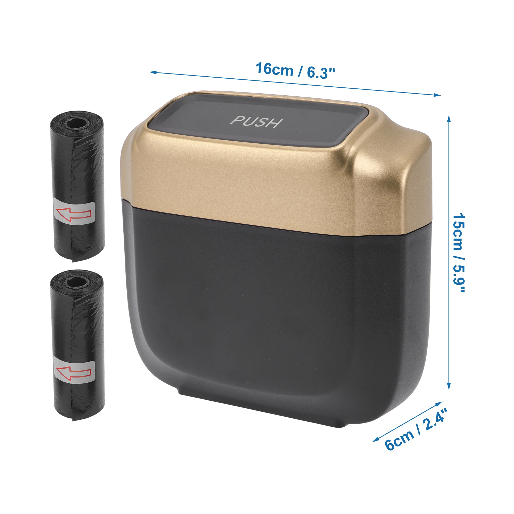 UXCELL Car Trash Can Hanging Car Door Plastic Square Pressing Type Trash Bin Vehicle Garbage Storage Box With Lid 1 Set