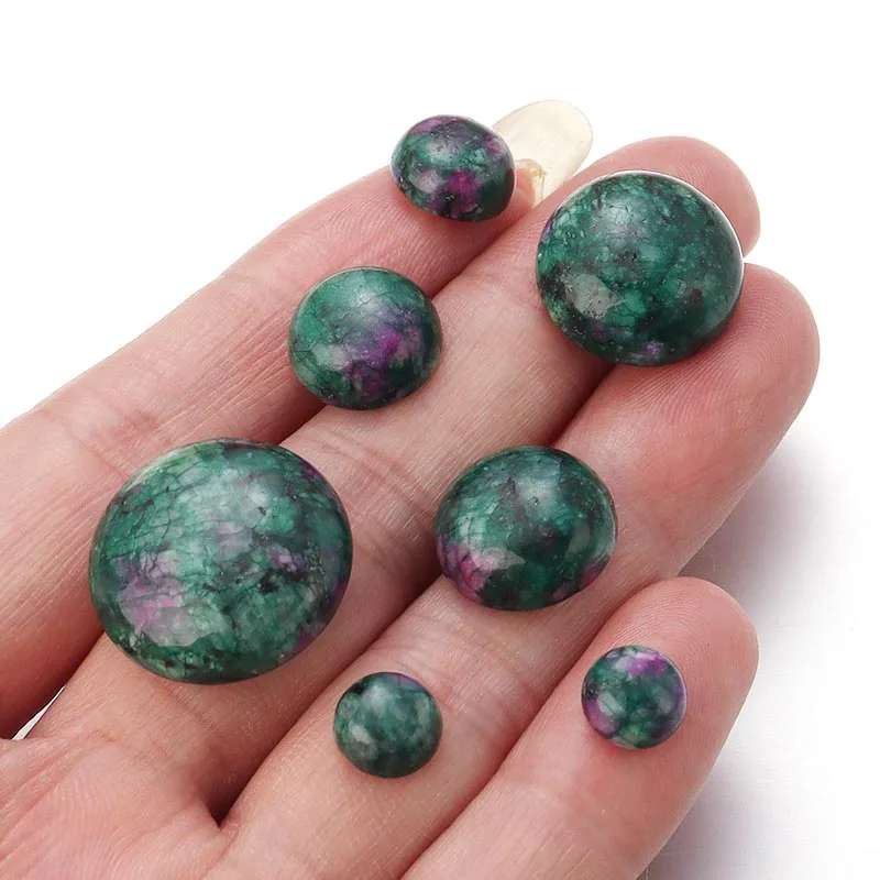 Natural Stone Beads 5-10Pcs/Lot Loose Beads Round Flat Base Cabochon for DIY Crafts Ornament Decoration Handmade Accessories stone beads