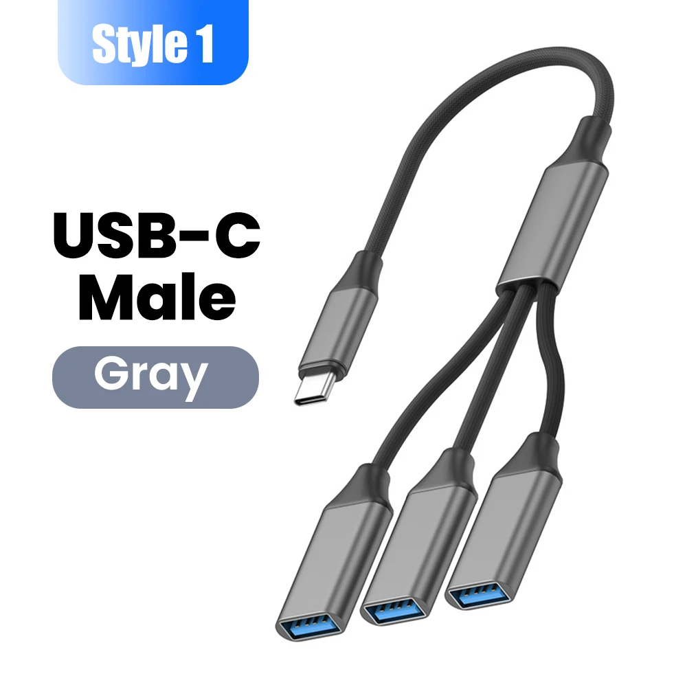 Multifunctional 3 in 1 USB Type C Hub Extensions OTG Adapter Fast Data Transfer Adapter For PC Laptop Macbook HUB Splitter Cable