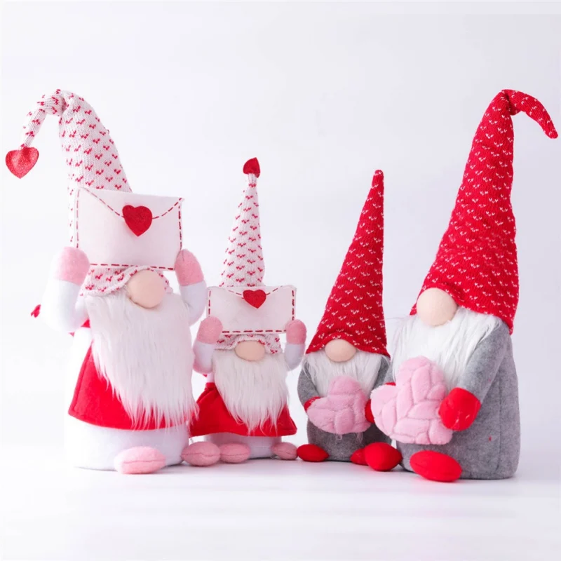 Valentines Day Faceless Gnome Plush Doll Envelope Love Heart Elf Doll Home Desktop Ornaments Wedding Party Figurines Decoration 1