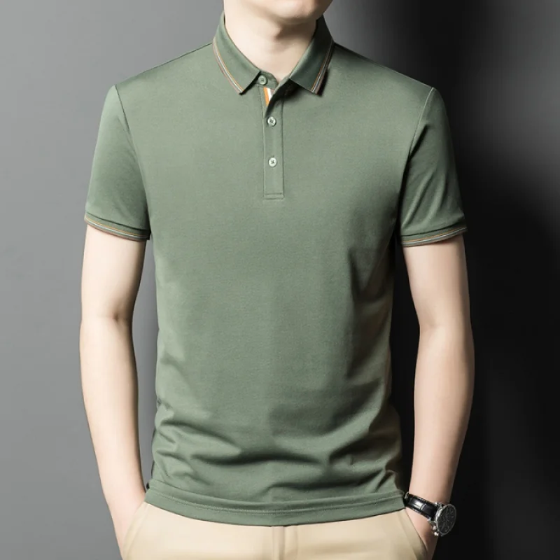 

Solid Color Polo Shirt Men's Short-Sleeved T-shirt 2024 New Summer Loose Fashion Brand Lapel Business Top