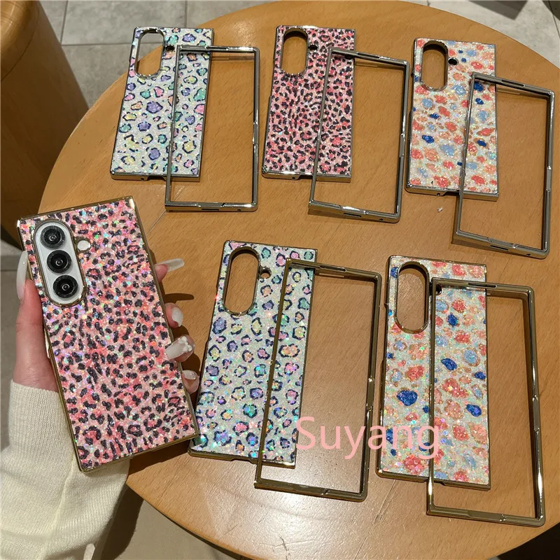 Luxury Electroplating Glitter Leopard Print Case For Samsung Z Fold_voghion.com