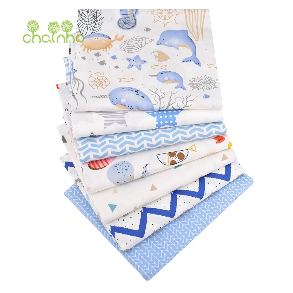 Chaihno,Printed Twill Weave Cotton Fabric,Patchwork Cloth,DIY Sewing Quilting Material,Cartoon Series,2 Specification,5CC02