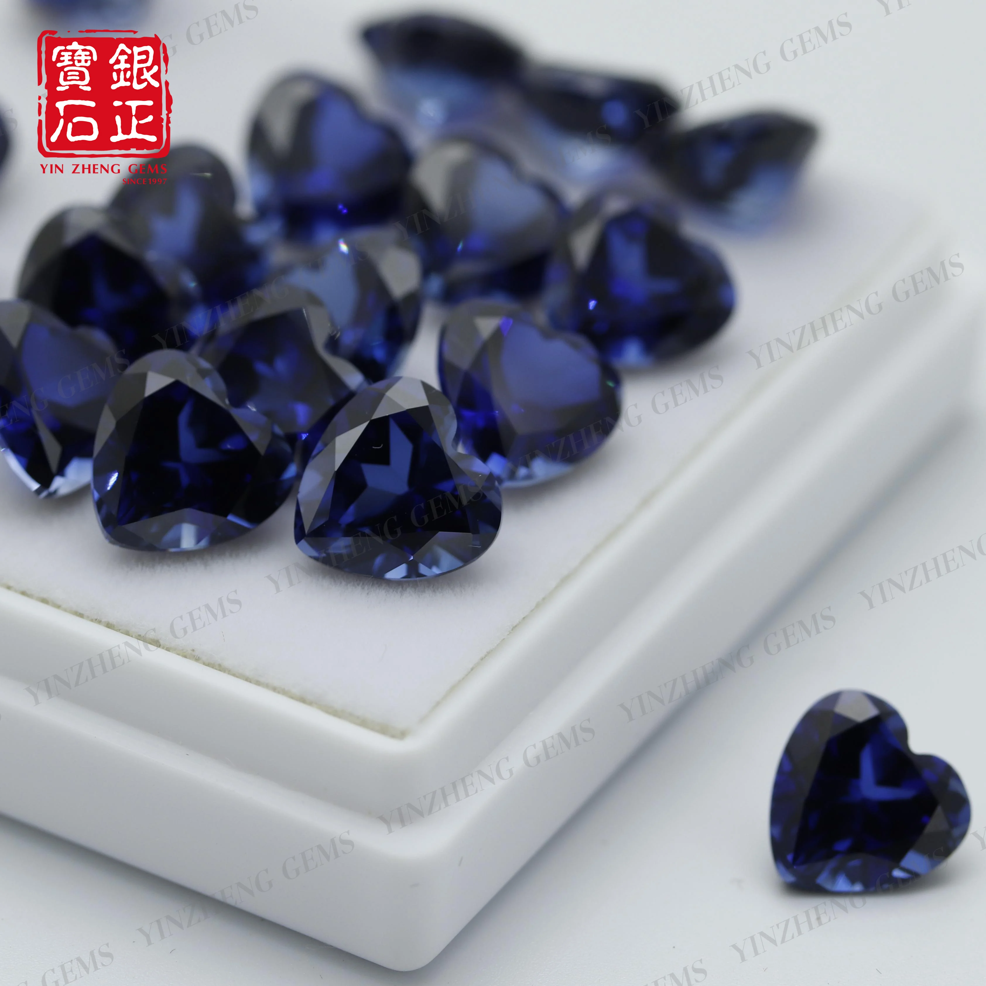 YinZheng Flame Melted Royal Blue Sapphire Heart Cut Can Be Provide GRC Or AGL Certifacate For Jewelry Making Cultivate Sapphire