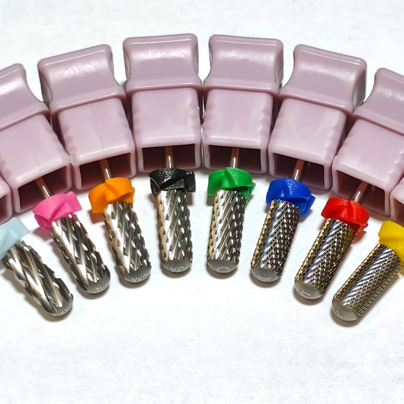 MagiBling Super Cut Small Barrel Nail Drill Bits Tungsten Carbide Upward Teeth Cuticle Hard Gel Polishing Removal Tools 3/32'' 6