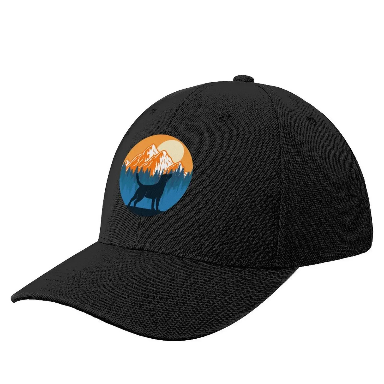 

Labrador Dog Silhouette Sunset Mountain Forest labrador lover Baseball Cap Snap Back Hat dad hat Male Women's