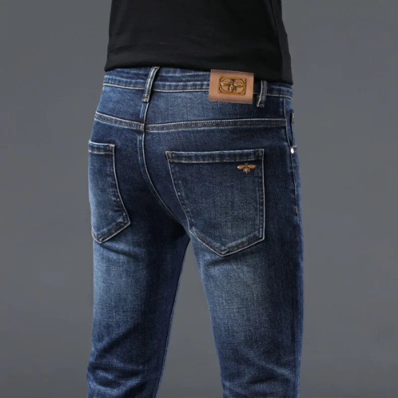 Autumn and winter jeans men's affordable luxury fashion fashion elastic slim fit light straight-leg high-end denim long pants 6