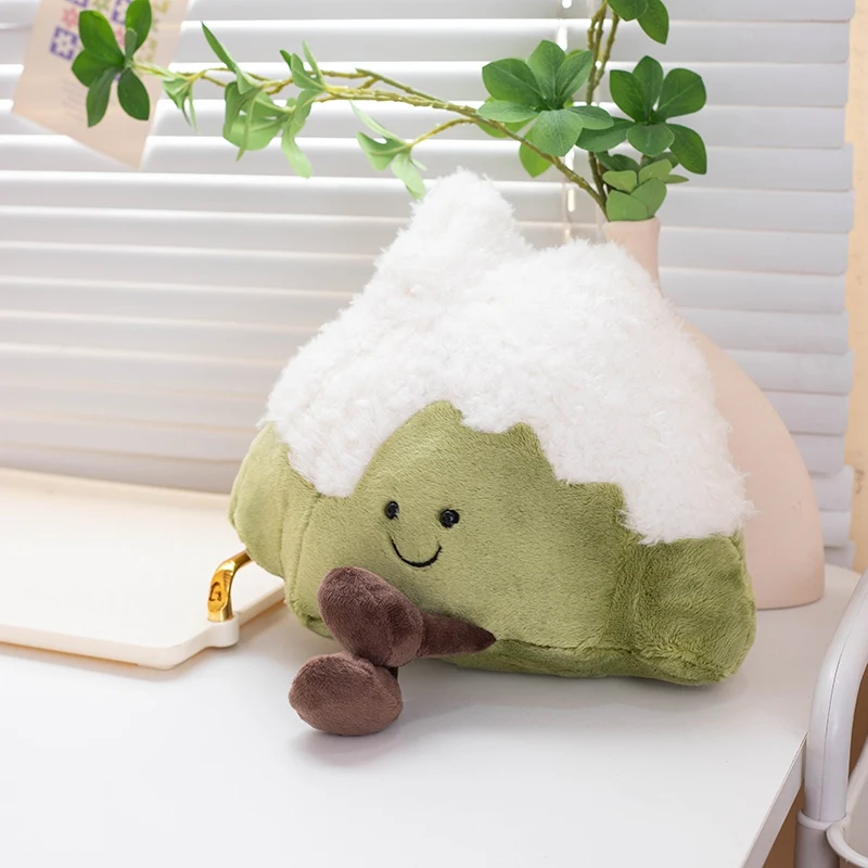 30cm Small White Snow Mountain Hill Plush Pillow Soft Happy Face Emotion Kawaii Plushie with Legs for Decor Present 4