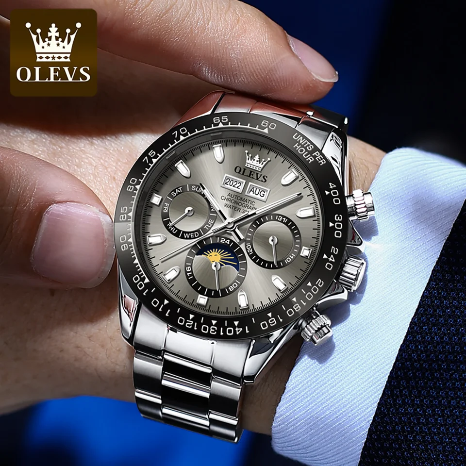 SAPPHERO Orologio da uomo, cinturino in pelle, movimento al quarzo
