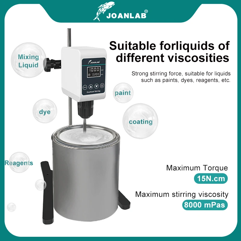 JOANLAB Stirrer Laboratory Digital Display Overhead Stirrer Electric Mixer Laboratory Equipment 5/10L 1200rpm 110/220V OS-10S