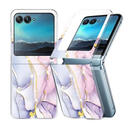 Custodia per telefono trasparente con motivo in marmo - Cover rigida pieghevole