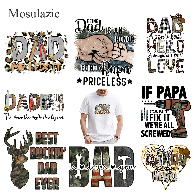 

Dad Patches For Clothing DIY A-Level Washable Iron On Heat Transfer For Clothes MenT-Shirt Sticker Applique Decor DIY Decals