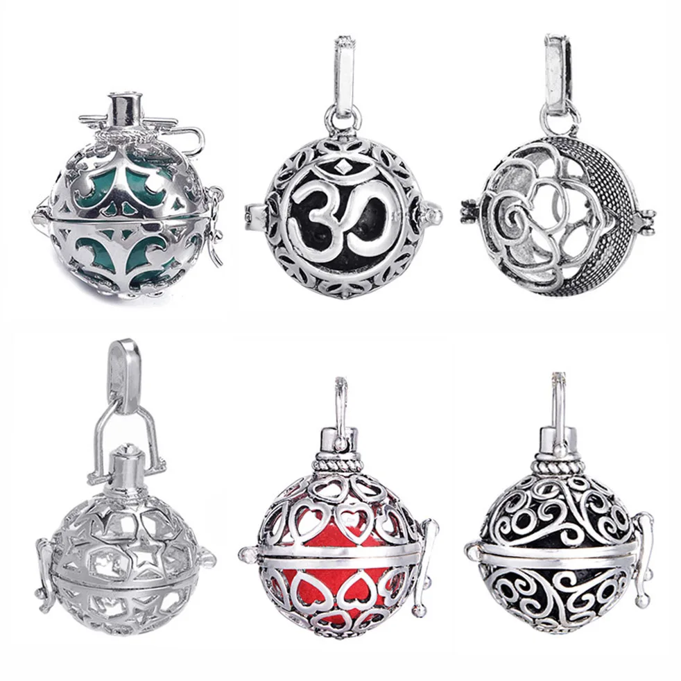 1pc Hollow Cage Filigree Ball Box Diffuser Necklace Locket Pendants For DIY Perfume Essential Oil Jewelry Findings