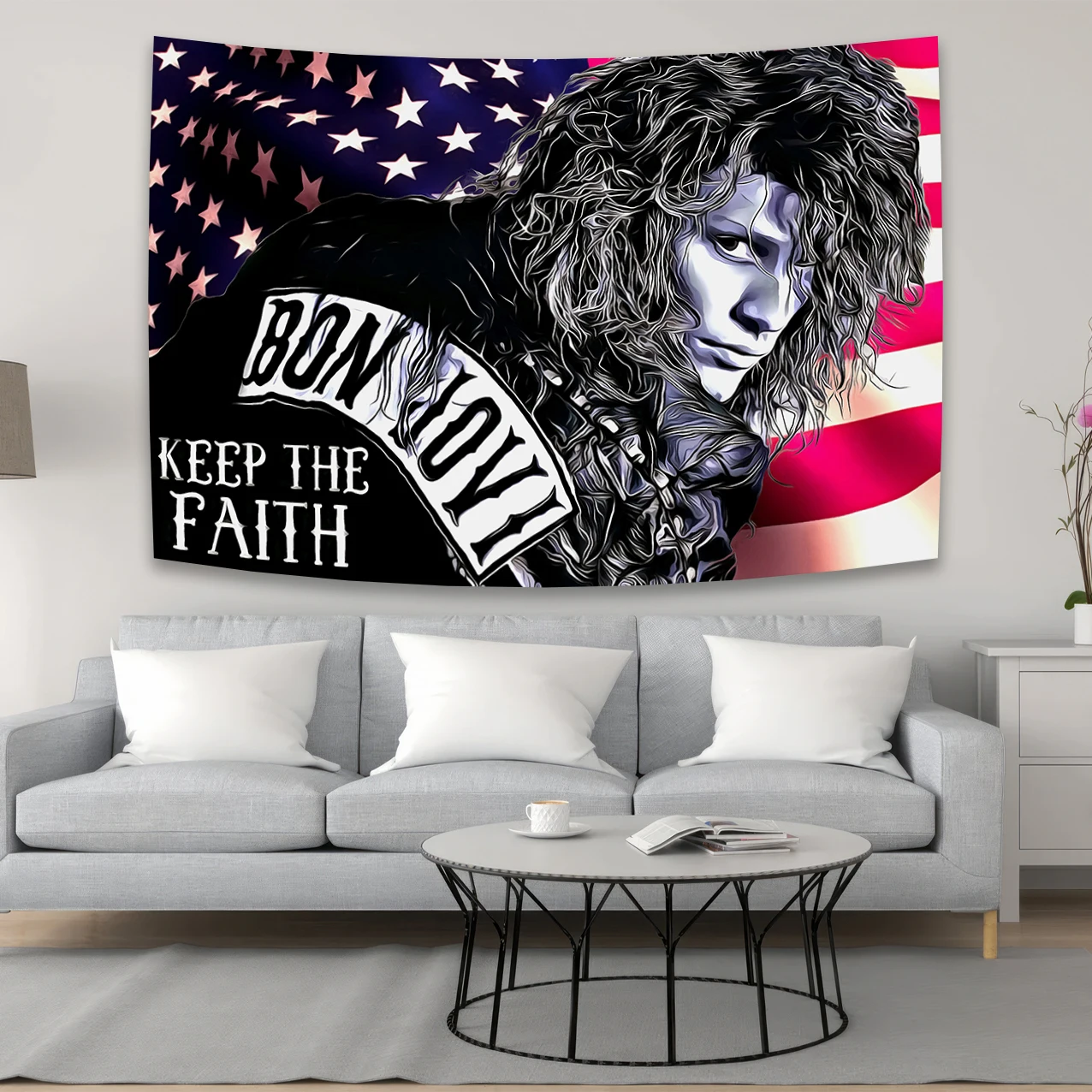 

Rock Band Bon-Jovi Wall Hanging Art Tapestry Room Decor Music Wallpaper Aesthetic Bedroom Decoration Fabric Tapestry For Wall