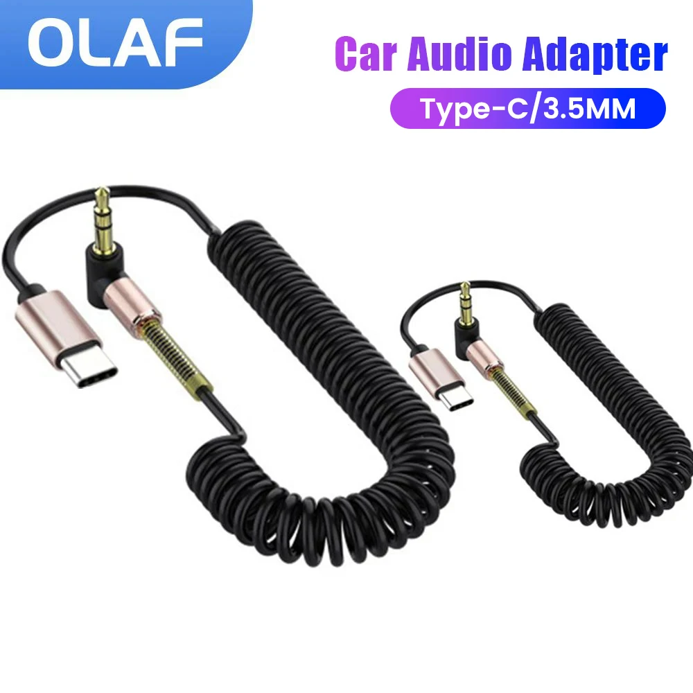 3.5mm Jack Audio Cable 3.5 Male to Type C/3.5MM Male Car Spring AUX Cable Adapter For Phone Car Speaker MP4 Headphone Aux Cord