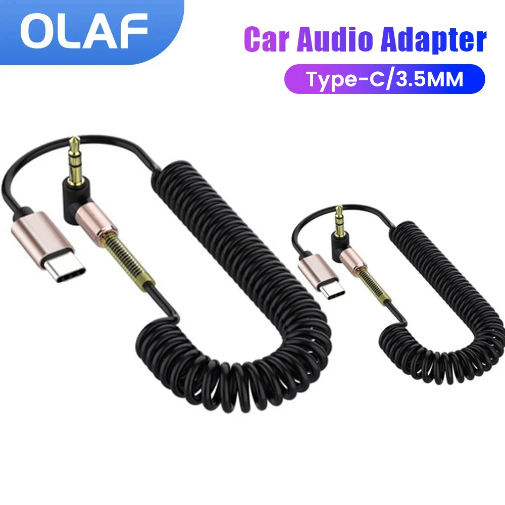 3.5mm Audio Cable 3.5 Male to Type C/3.5MM Male Car Spring AUX Adapter For Phone Car Speaker MP4 Headphone