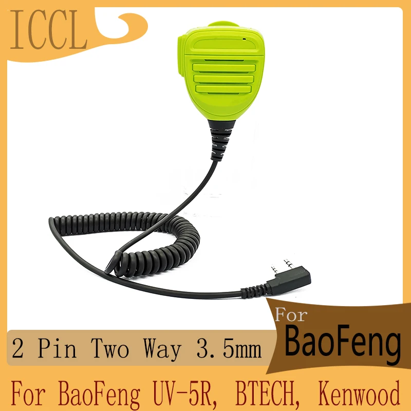 Waterproof Shoulder Speaker Mic, 2 Pin, Two Way Radio Microphone,3.5mm Audio Jack, Compatible with BaoFeng UV-5R, BTECH, Kenwood