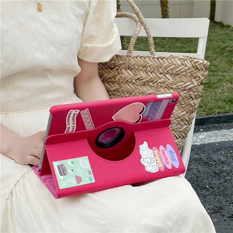 Enhanced Rotating iPad Mini Protective Case with Sticker