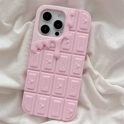 3D Cute Chocolate Soft Silicone Phone Case for iPhone 12 12 Pro (Pink)