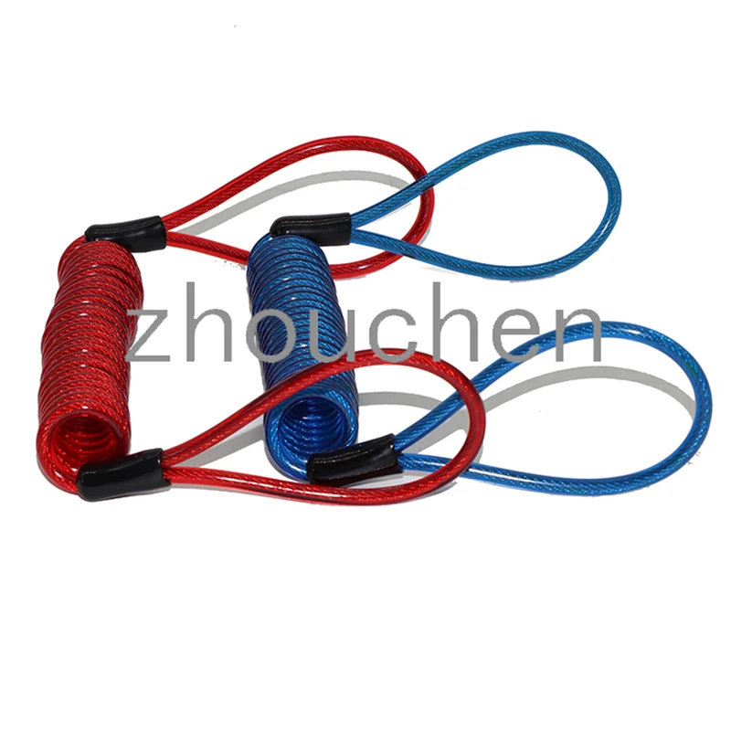 2 Pack Lock Reminder Cables-Disk Security Spring Wire Rope Scooter Motorcycle Accessories Blue+Red