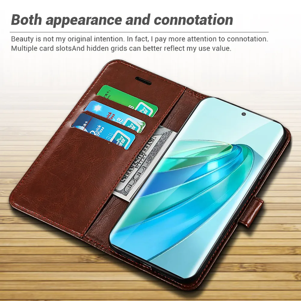 Leather Magnetic Flip Stand Cover - Shockproof Card Wallet Book Coque