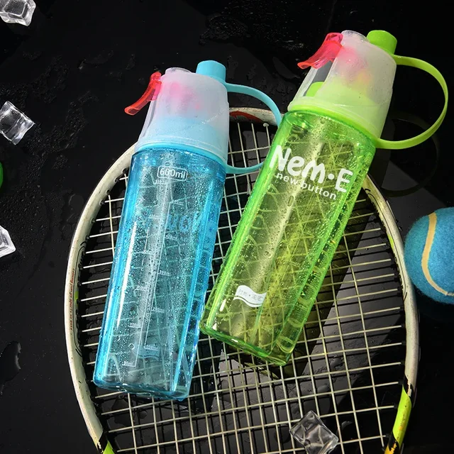 600ML Sports Water Bottle Drinking Spray Fog Water Bottle Male and Female Plastic Water Bottle for Cycling Hiking Outdoor Gym 5