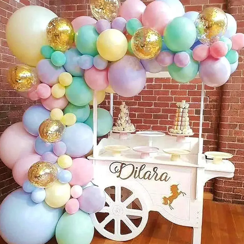 

98Pcs Pastel Macaron Balloon Garland Arch Kit Gold Confetti Balloons Wedding Birthday Baby Shower Party Balloons Decoration