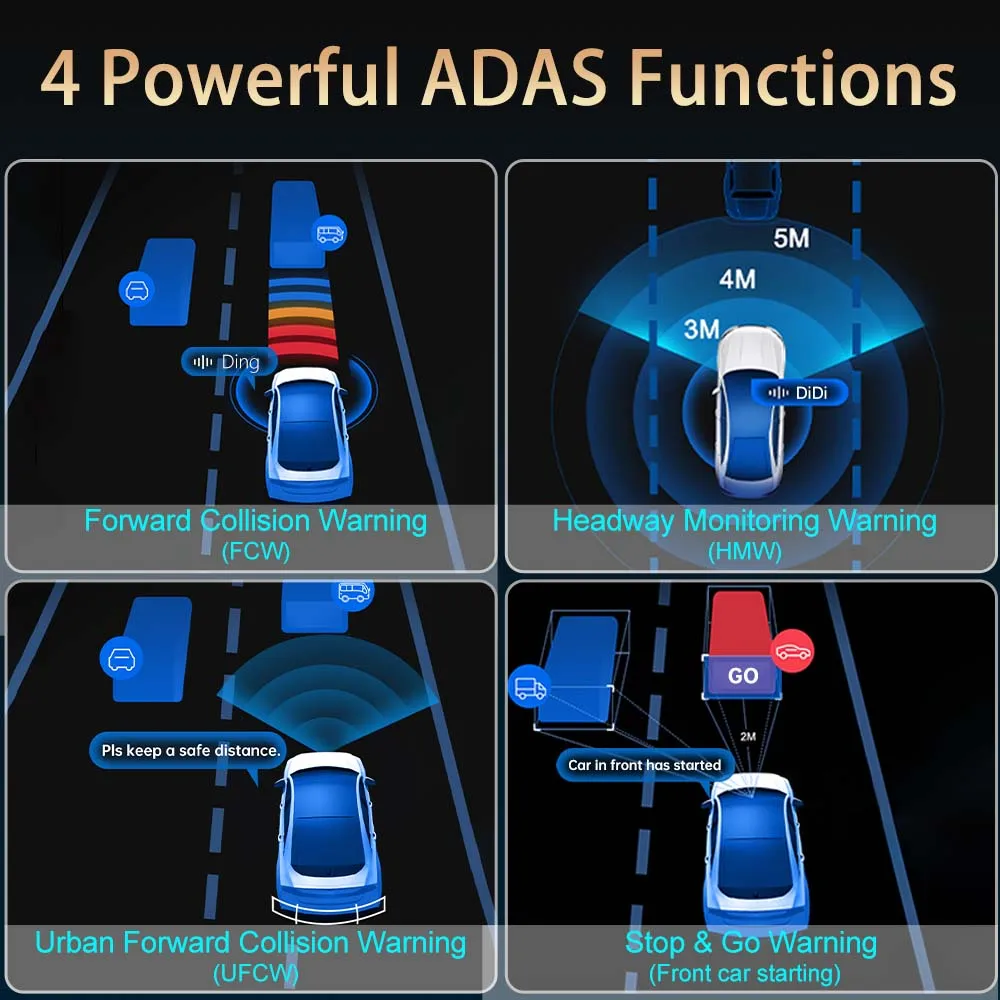 4K UHD Front And Rear Dual Dash Camera ADAS Driving Assistance AI Voice ...