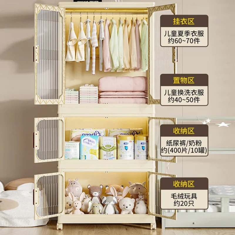Sliding Door Kids Wardrobe Children's Clothes Cabinet Baby Closet Storage Toy Child Dress Room Wardrobes Cabinets Furniture