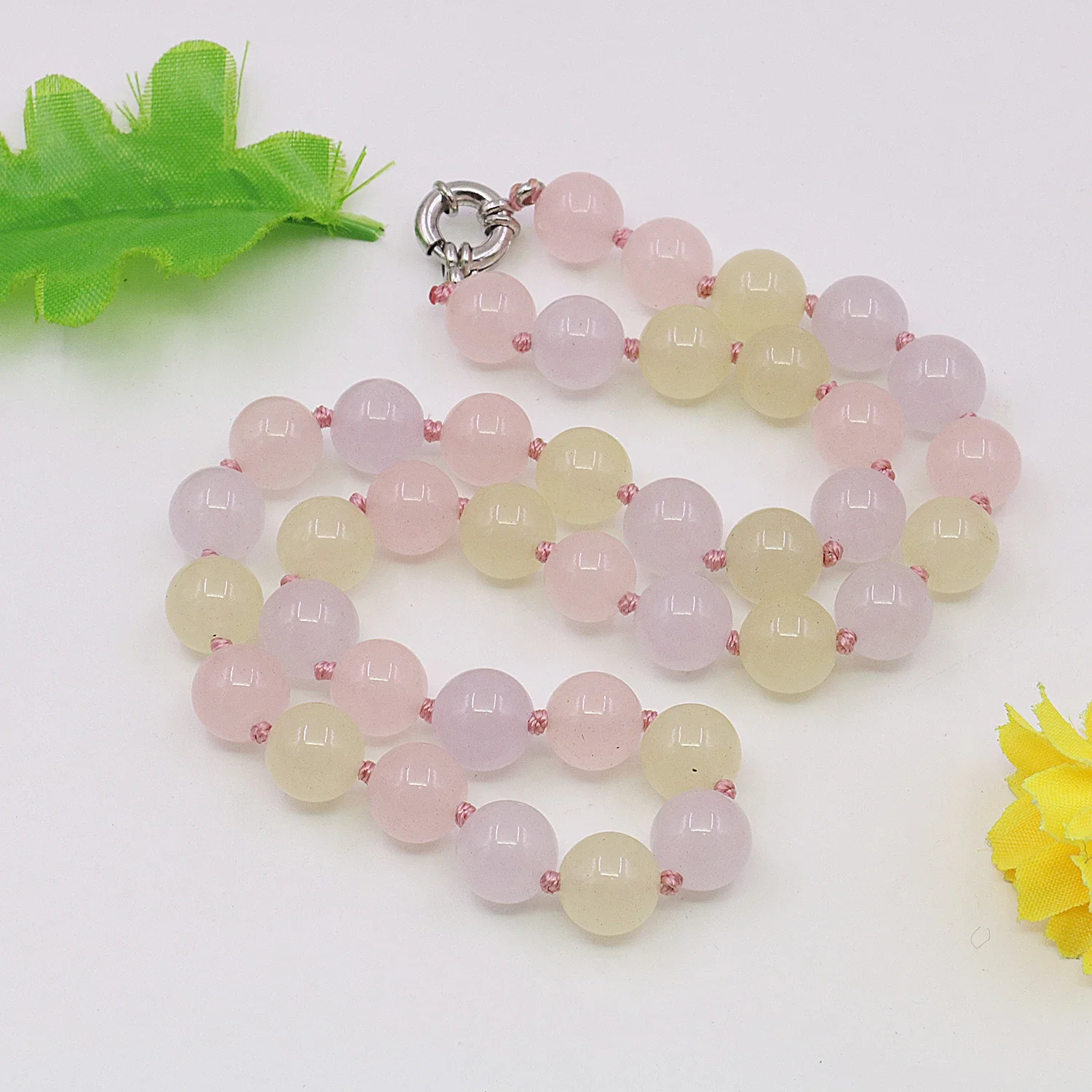 10mm Natural Chalcedony Round Bead Necklace/Earring Sets,18 Inch Neck Chain,Transparent and Smooth,Gift for Women,Lucky Beads