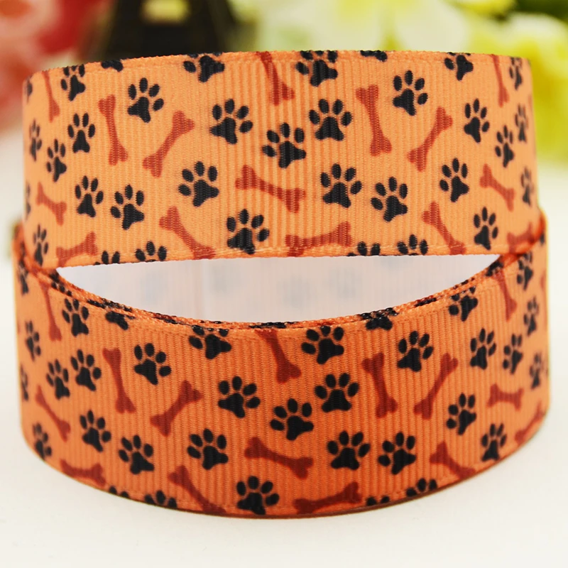 22Mm 25Mm 38Mm 75Mm Dog Paw Print Cartoon Printed Grosgrain Ribbon Decorazione Per Feste 10 Yards X-04981