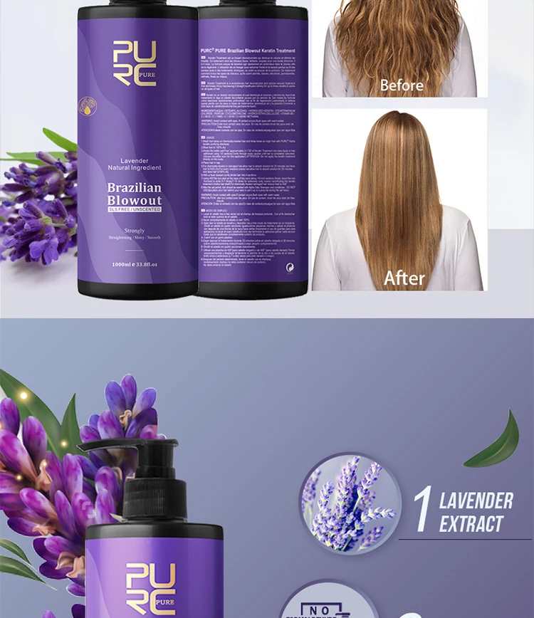 Description Picture 6 of itemPURC Brazilian Keratin Hair Treatment Straightener Hair Straightening Cream Smoothing For Curly Hair With Natural Keratin Salon