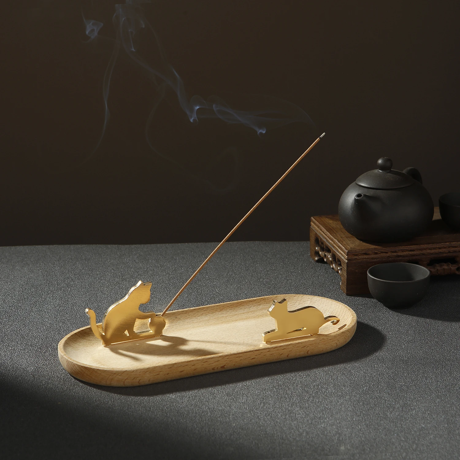 Mini bruciatore di bastoncini di incenso quadrato in ottone antico per dimension Mini bruciatore di bastoncini di incenso quadrato in ottone antico per dimension