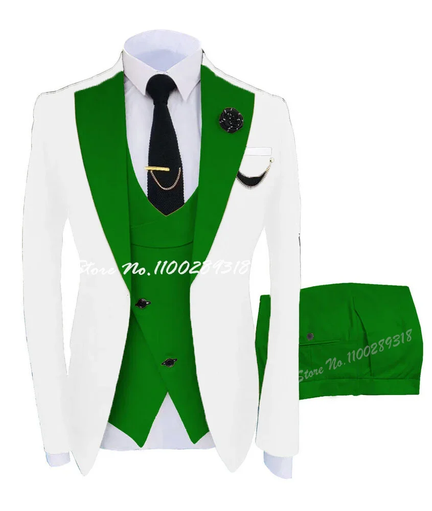 Suits For Men Casual Business Suit 3 Pcs Set Groom Tuxedo Wedding Coustime Homme Luxe(Coat + Vest + Pants)