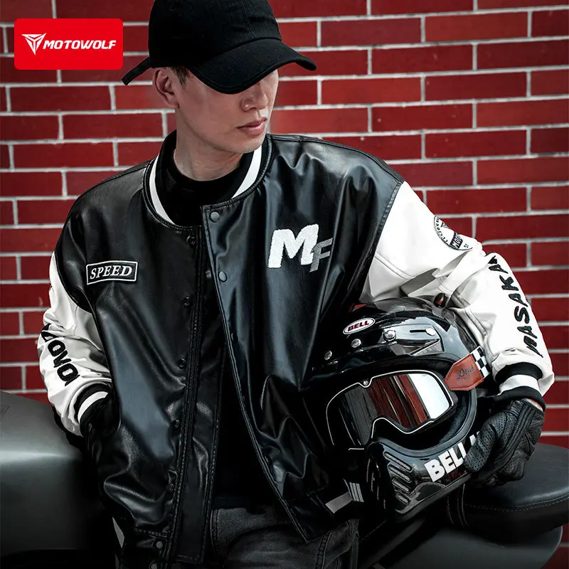 오토바이 레이싱 슈트 사계절용 통근 오토바이 가죽 나이트 사이클링 슈트 로코모티브 탑 재킷 오토바이 재킷