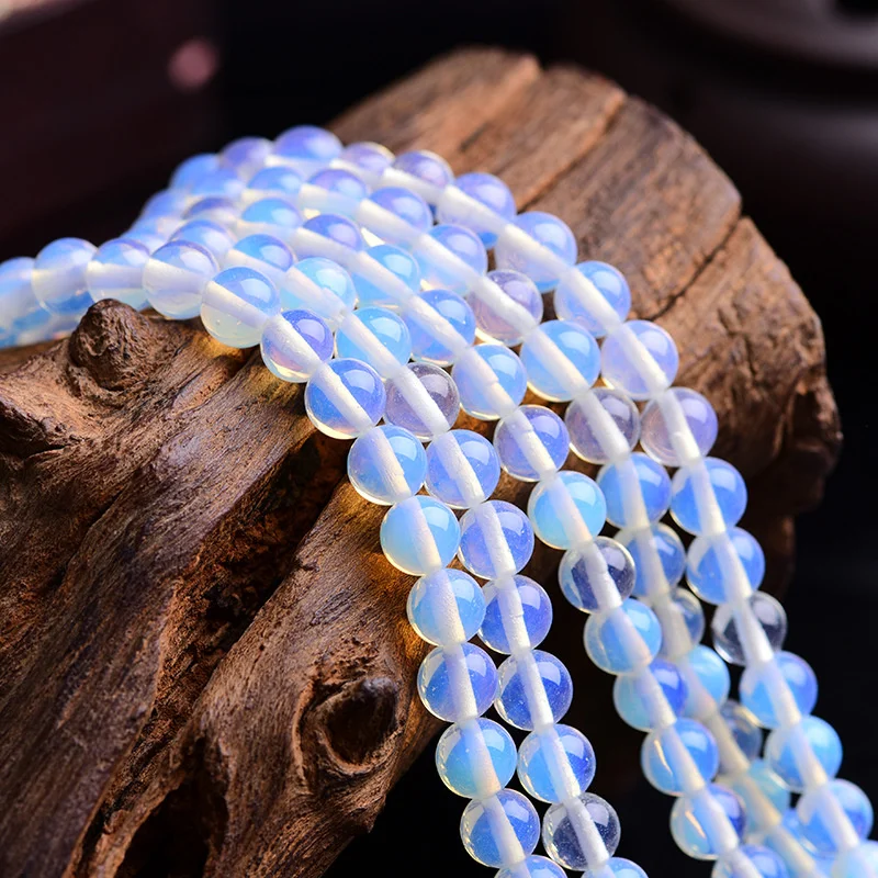 Charm Natural Stone Beads White Opal Round Loose Spacer Beads for Jewelry Making DIY Necklace Bracelet Accessories 6/8/10MM