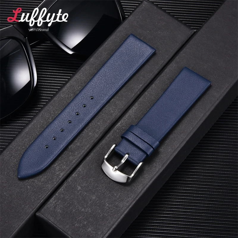 Premium Soft Ultra-Thin Leather Watchband - Brown, Black, or Blue