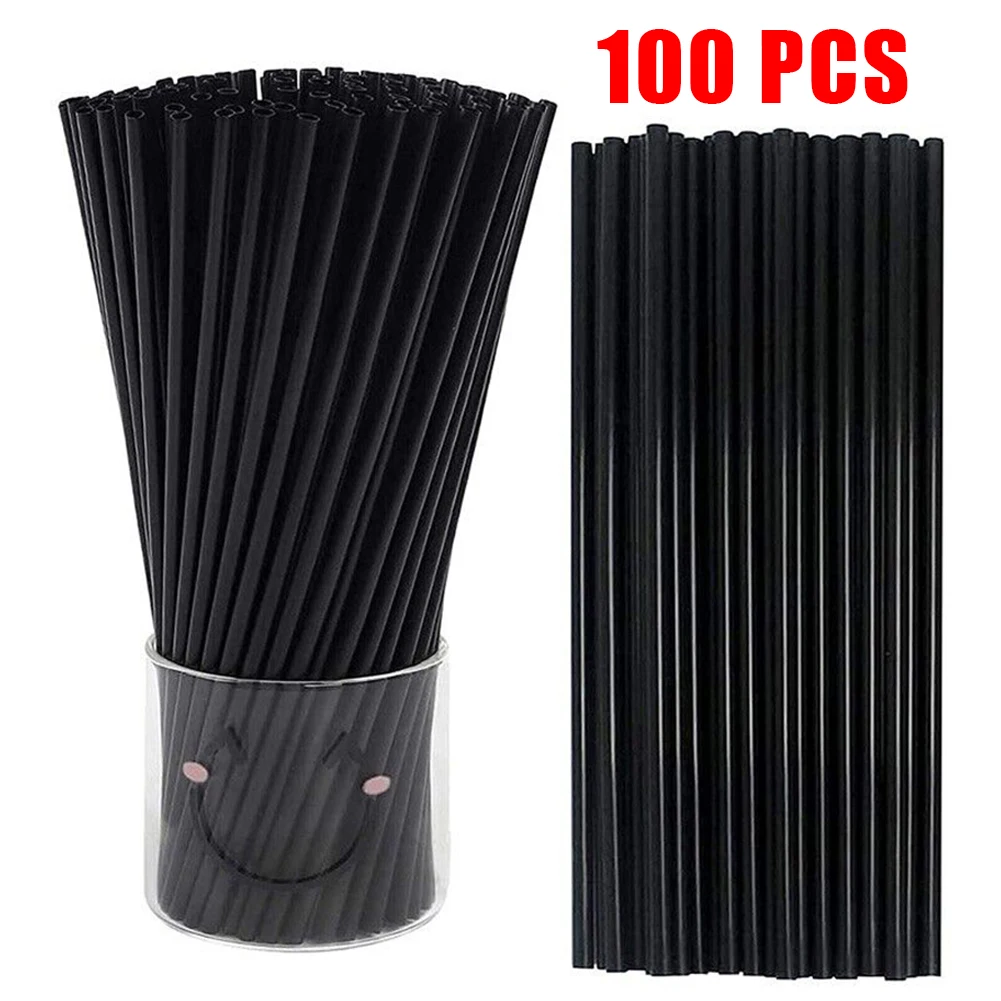 Disposable Straw Flexible Drinking Straws Plastic Bendable Drink Tube Reusable Bar Party Accessories 100Pcs Black